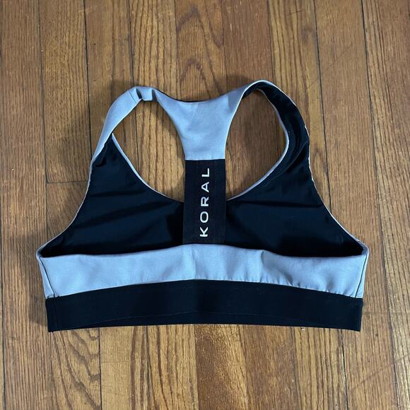 Koral Size L Large Sports Bra Racerback Grey Black - Picture 2 of 2
